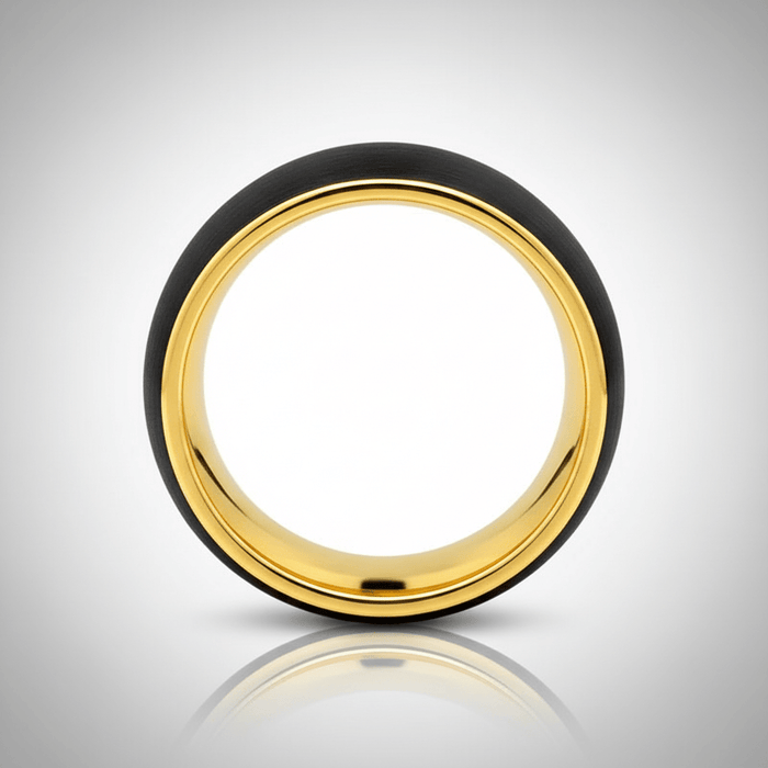AURELIUS — Center-through axial view — men's tungsten wedding ring.