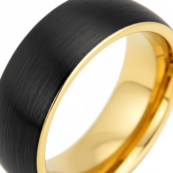 AURELIUS — Extreme macro detail — men's tungsten wedding ring.