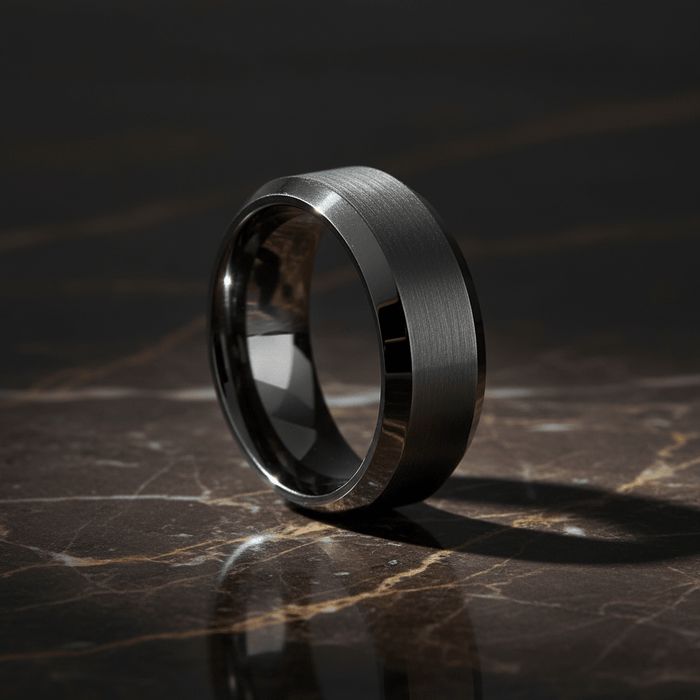 AXINGTON — alternate angle — men's tungsten carbide wedding ring | Aydins Jewelry