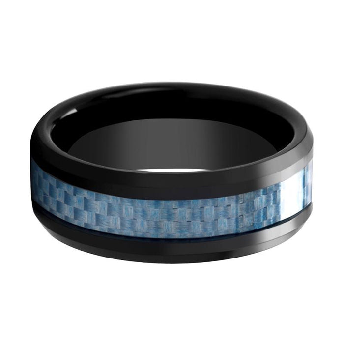 AZIEL Black Ceramic men's wedding band, image 2