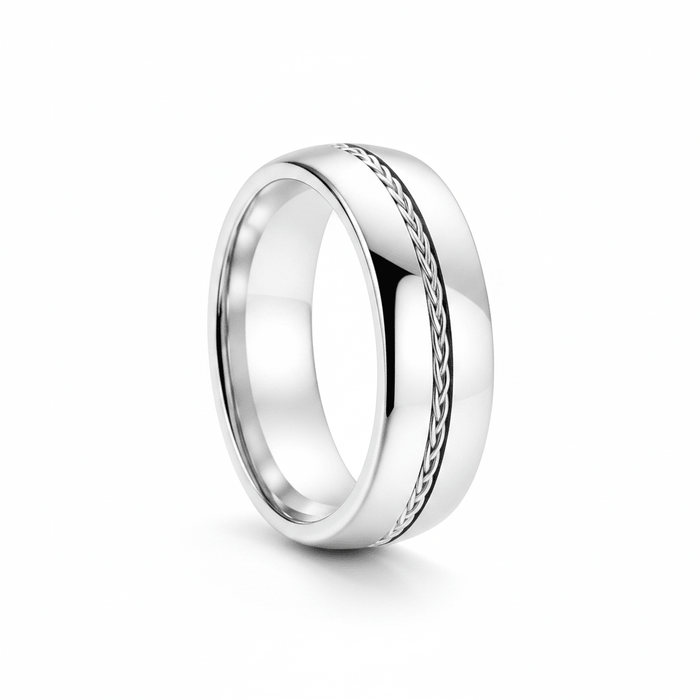 BAXTER — hero shot — men's sterling silver wedding ring | Aydins Jewelry