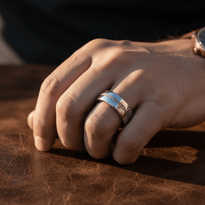 BAXTER — lifestyle on hand — men's sterling silver wedding ring | Aydins Jewelry