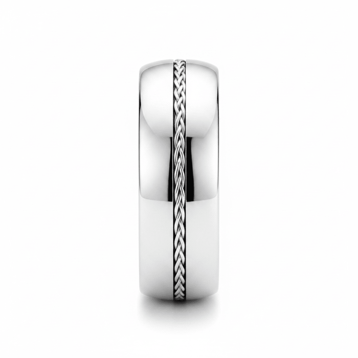 BAXTER — angled view — men's sterling silver wedding ring | Aydins Jewelry