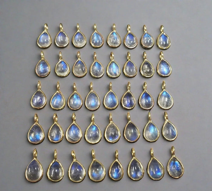 Beautiful 14k Gold Rainbow Moonstone Charms Dainty - K Jewelry Accessories