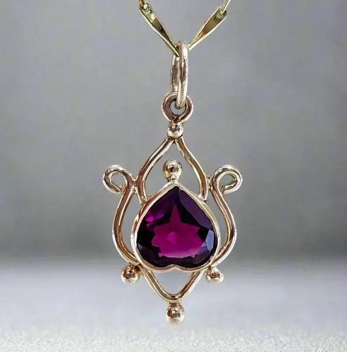 Beautiful 14k Rhodolite Garnet Heart Pendant Gold - K Jewelry Accessories