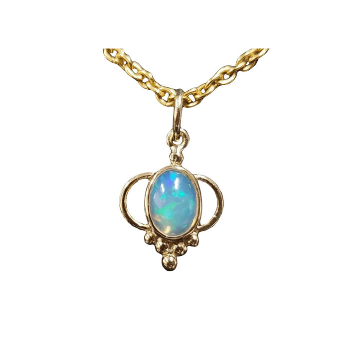 Beautiful 18k Gold Ethiopian Opal Minimalist Pendant - K Jewelry Accessories
