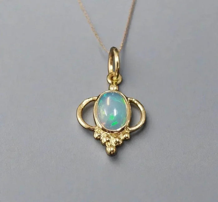 Beautiful 18k Gold Ethiopian Opal Minimalist Pendant - K Jewelry Accessories