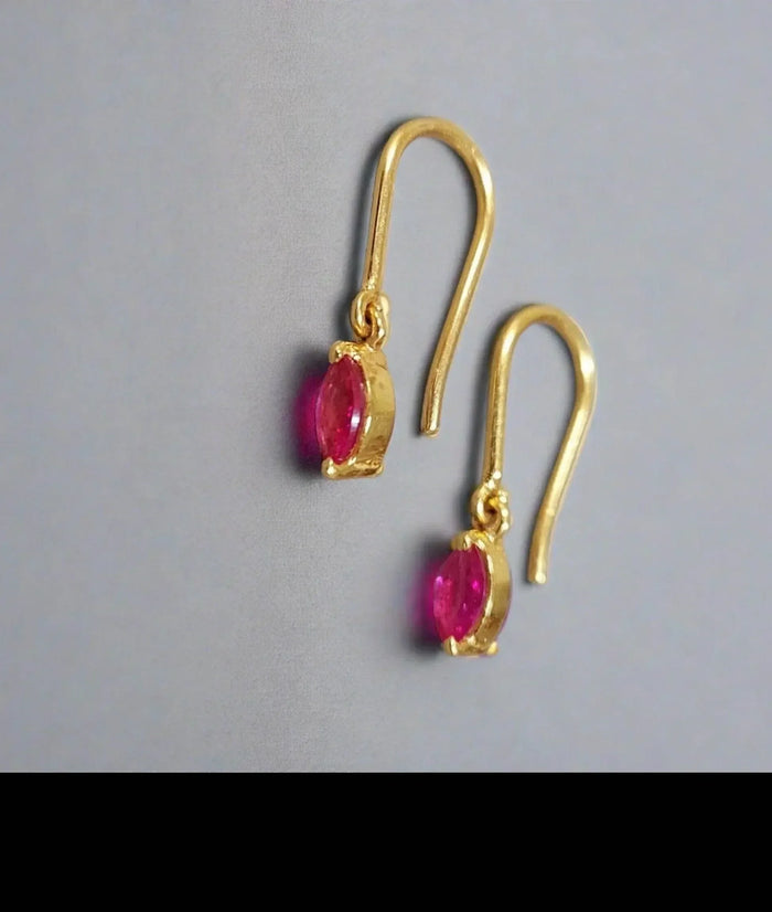 Beautiful Gold Vermeil Ruby Earrings Minimalist - K Jewelry Accessories