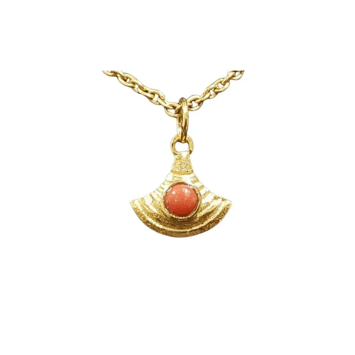 Bell Shaped Dainty Gold Vermeil Red Coral Pendant - K Jewelry Accessories