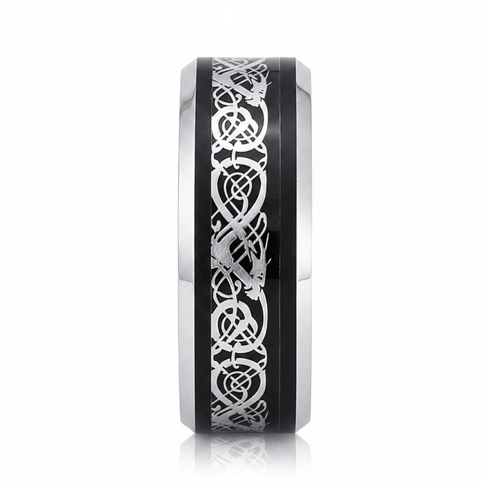 BETTLER — Front-facing straight-on view — men's tungsten wedding ring.