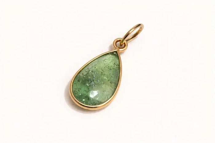 Bezel Set Green Tourmaline 14K Gold Pendant: Minimalist Jewelry