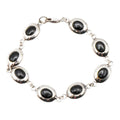 Black Onyx Oval Cabochon Sterling Silver Bracelet 7 Inches