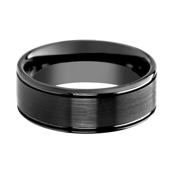 BLACKHEART Black Ceramic men's wedding band, image 2