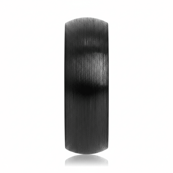 BLACKROCK — Front-facing straight-on view — men's tungsten wedding ring.