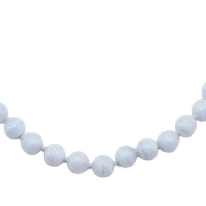 Blue Lace Agate Beaded 31 Inch Hand Knotted Gemstone Necklace