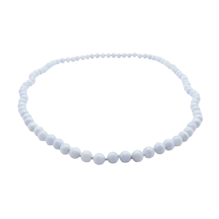 Blue Lace Agate Beaded 31 Inch Hand Knotted Gemstone Necklace