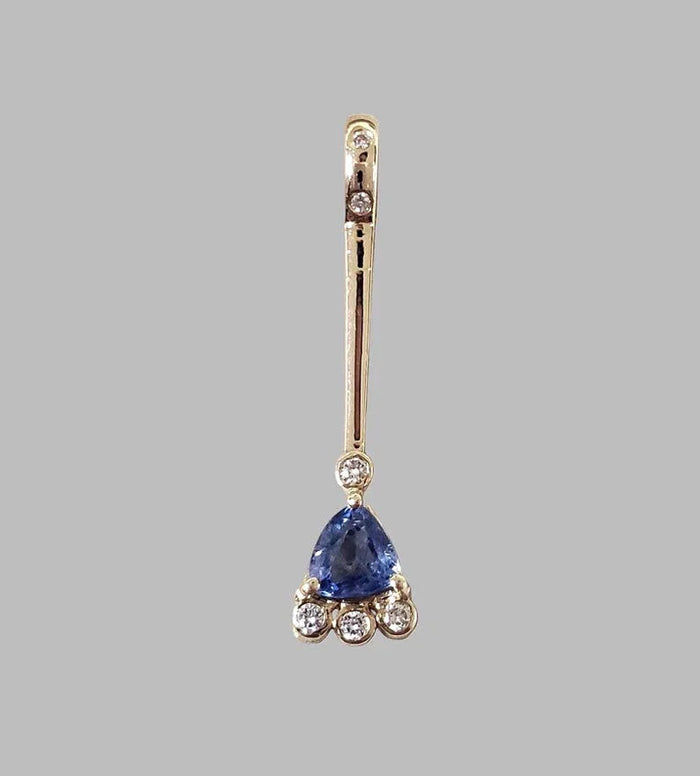 Blue Sapphire Diamond 14k Gold Pendant • Dainty Fine Jewelry