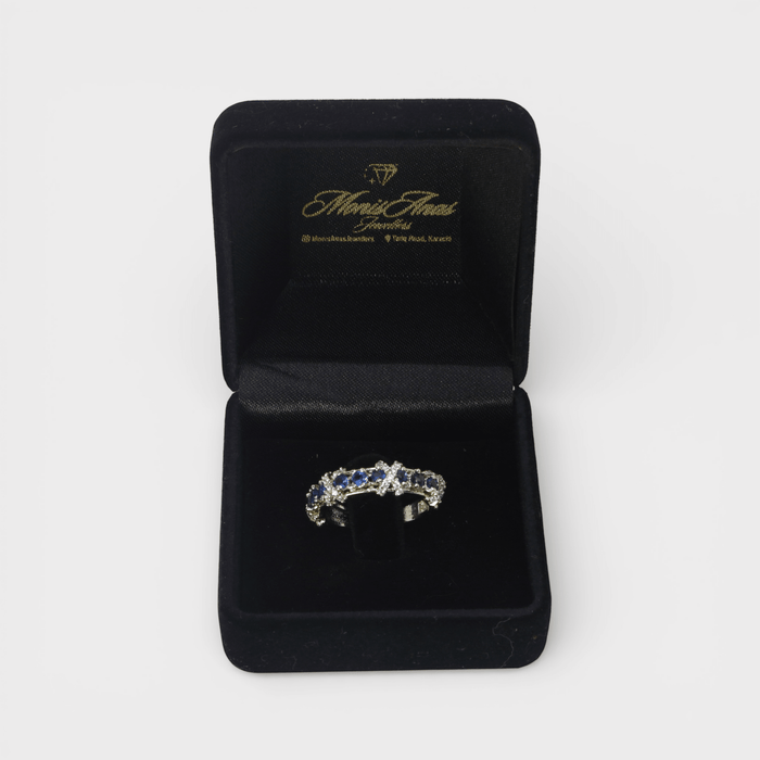 Blue Sapphire Eternity Band Ring - Monis Anas Jewellers