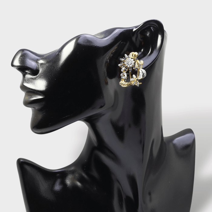 Blue Sapphire Floral Burst Clip Earrings - Monis Anas Jewellers