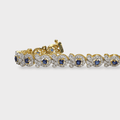 Blue Sapphire Floral Halo Bracelet – Gold Plated - Monis Anas Jewellers