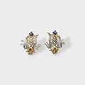 Blue Sapphire Floral Pearl Drop Clip Earrings - Monis Anas Jewellers