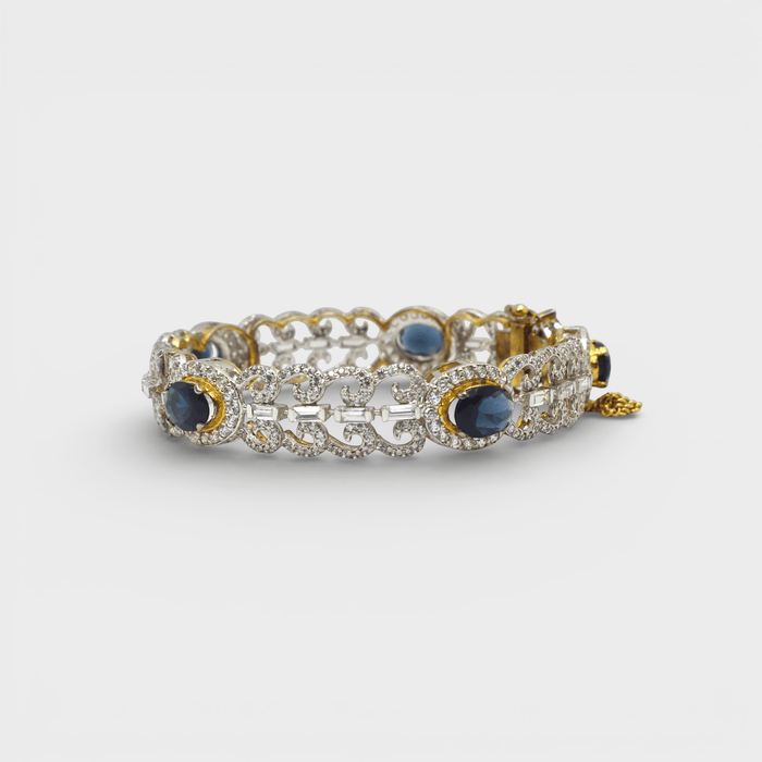 Blue Sapphire Open Lattice Bangle - Monis Anas Jewellers