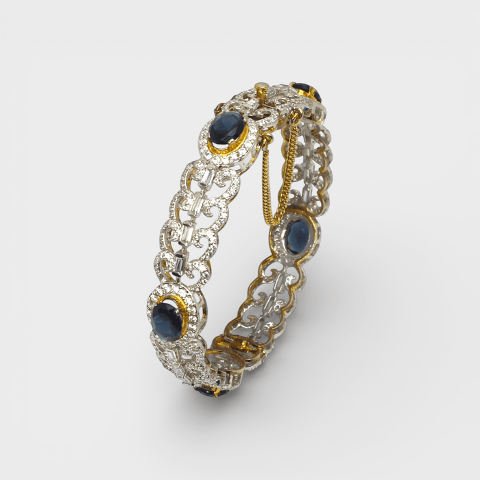 Blue Sapphire Open Lattice Bangle - Monis Anas Jewellers