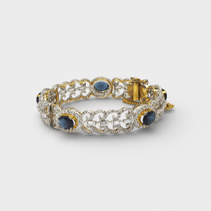 Blue Sapphire Open Lattice Bangle - Monis Anas Jewellers