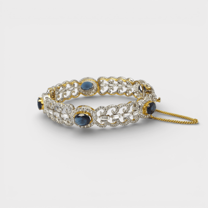 Blue Sapphire Open Lattice Bangle - Monis Anas Jewellers