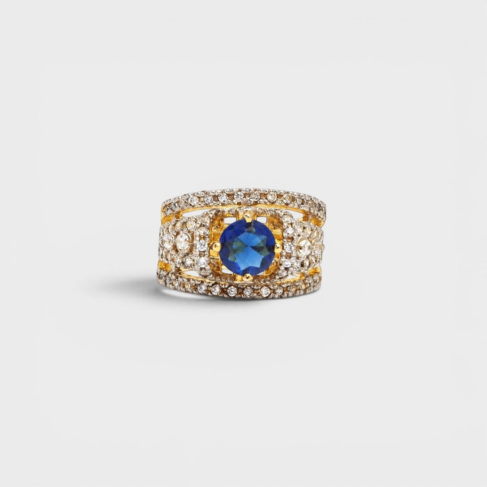 Blue Sapphire Open Lattice Ring - Monis Anas Jewellers