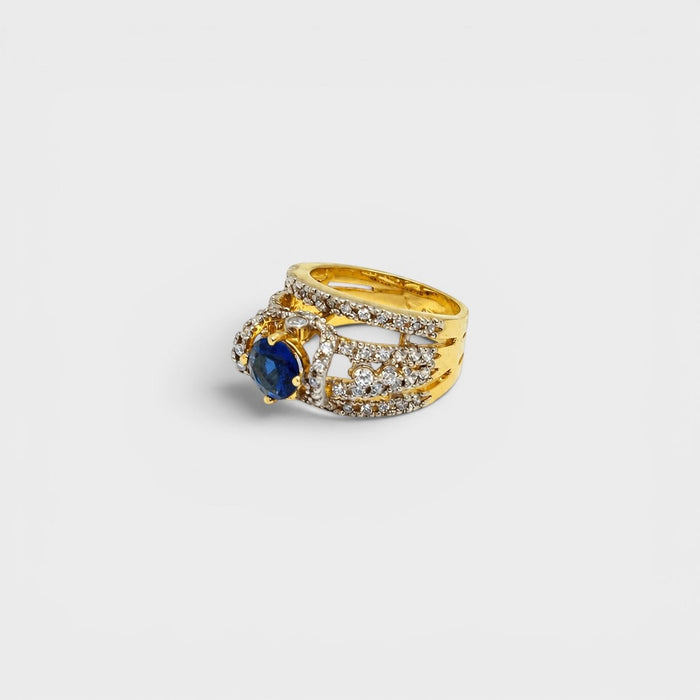 Blue Sapphire Open Lattice Ring - Monis Anas Jewellers