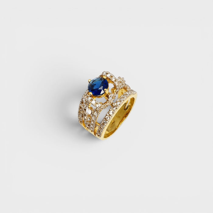 Blue Sapphire Open Lattice Ring - Monis Anas Jewellers