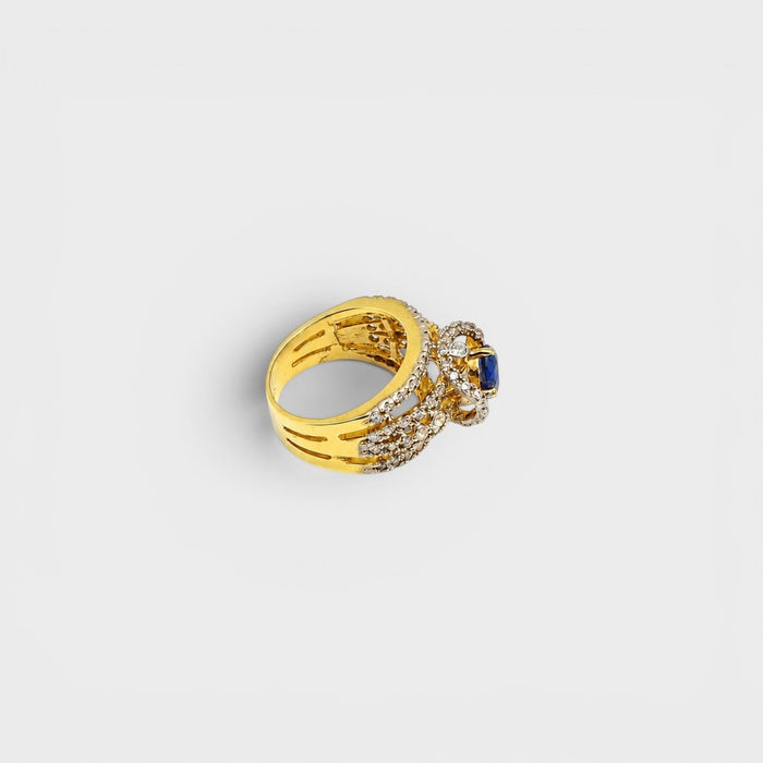 Blue Sapphire Open Lattice Ring - Monis Anas Jewellers