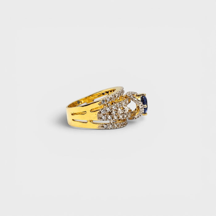 Blue Sapphire Open Lattice Ring - Monis Anas Jewellers