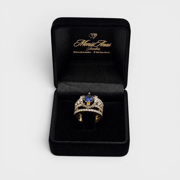 Blue Sapphire Open Lattice Ring - Monis Anas Jewellers