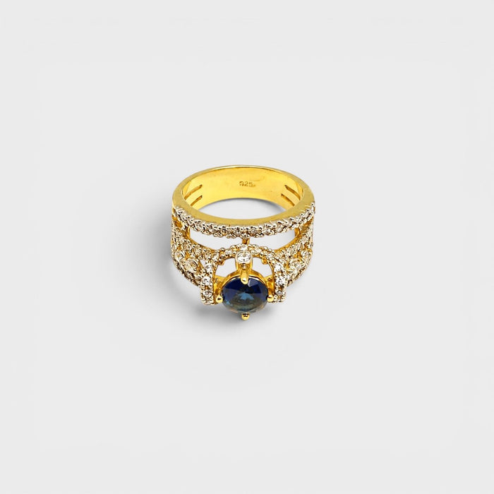 Blue Sapphire Open Lattice Ring - Monis Anas Jewellers