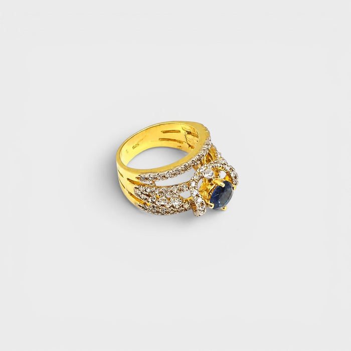 Blue Sapphire Open Lattice Ring - Monis Anas Jewellers