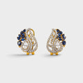 Blue Sapphire Pearl Leaf Drop Earrings - Monis Anas Jewellers