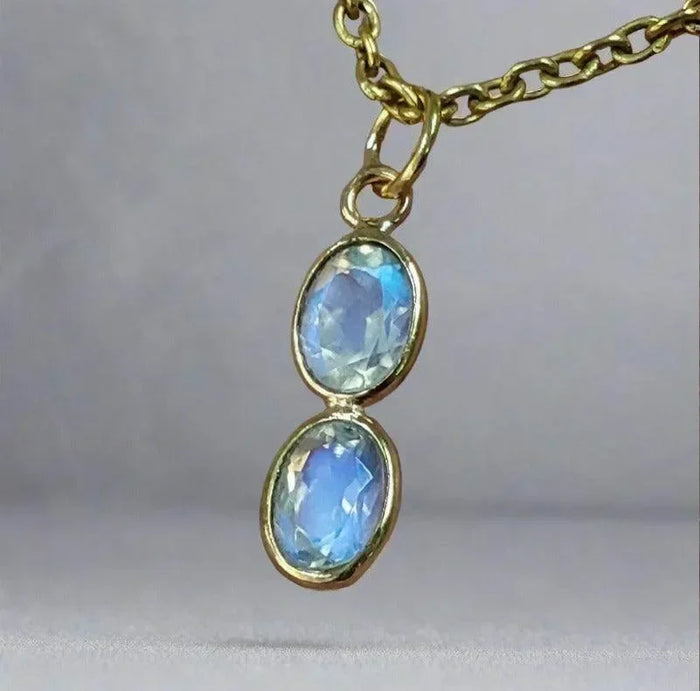 Blue Schiller Gold Rainbow Moonstone Pendant For Women - K Jewelry Accessories