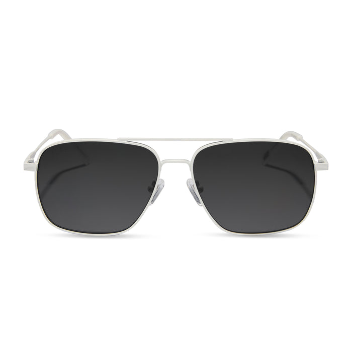 star wars x diff eyewear featuring the blue squadron rebel pilot navigator prescription sunglasses with a white metal frame front view