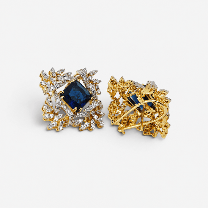 Blue Starburst Statement Studs - Monis Anas Jewellers