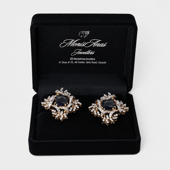 Blue Starburst Statement Studs - Monis Anas Jewellers