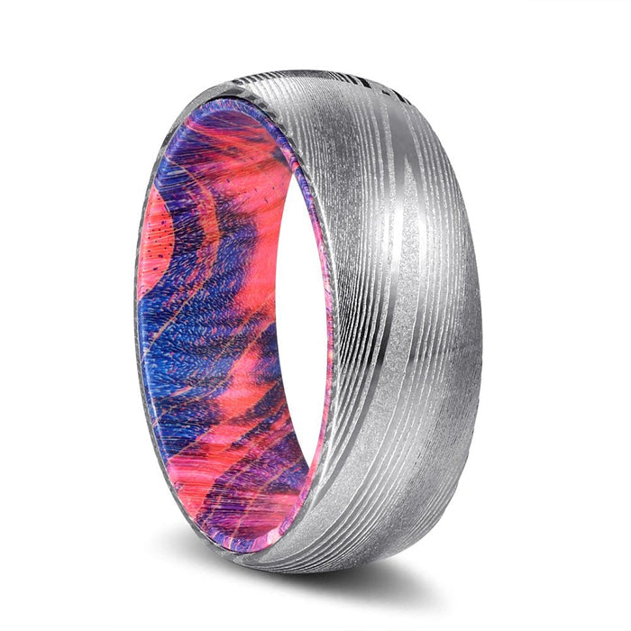 BLUEHAWK — hero shot — men's damascus steel wedding ring | Aydins Jewelry