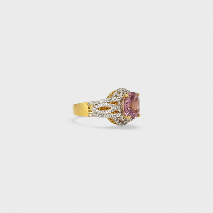 Blush Oval Halo Ring - Monis Anas Jewellers
