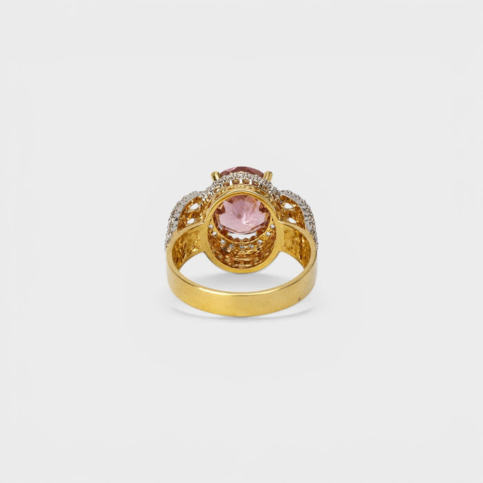 Blush Oval Halo Ring - Monis Anas Jewellers