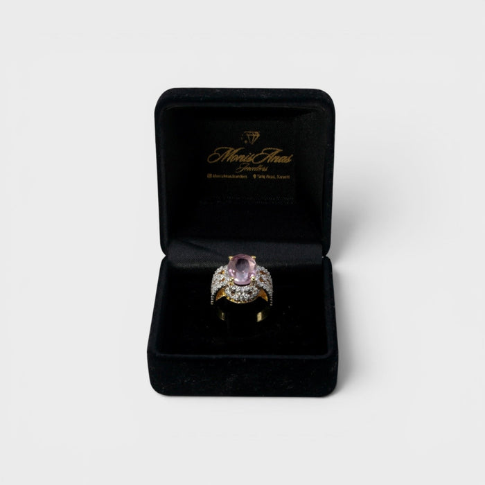 Blush Oval Halo Ring - Monis Anas Jewellers
