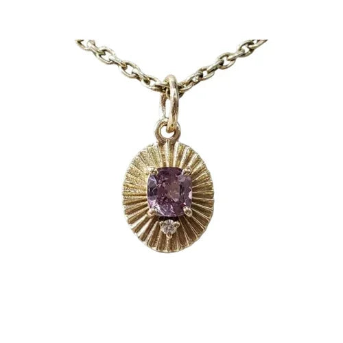 Blush Pink Spinel & Diamond Pendant in 14k Gold