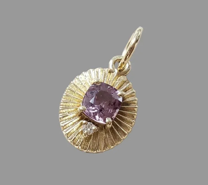 Blush Pink Spinel & Diamond Pendant in 14k Gold