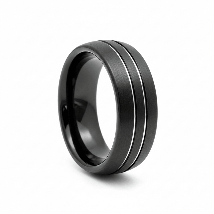BOSTIN — Hero product shot — men's tungsten wedding ring.
