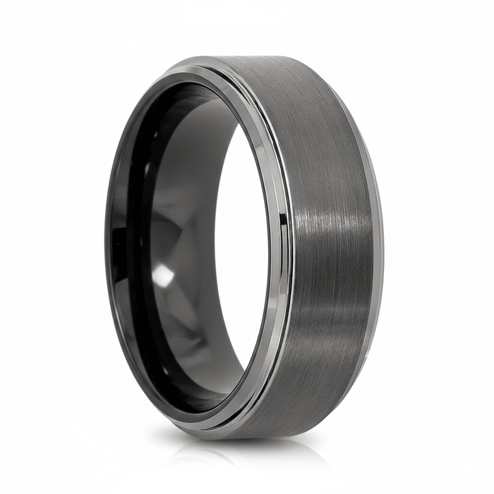 BOUNCER — hero shot — men's tungsten carbide wedding ring | Aydins Jewelry